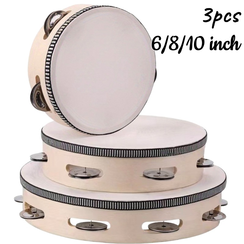 Musical Instrument Chimes - 1/3pcs Wooden Tambourine 6/8/10inch Handheld Drum