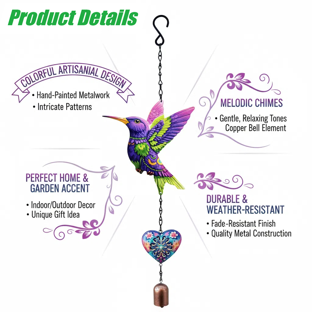 20 Inch Outdoor Metal Hummingb - Musical Instrument Chimes recension och pris