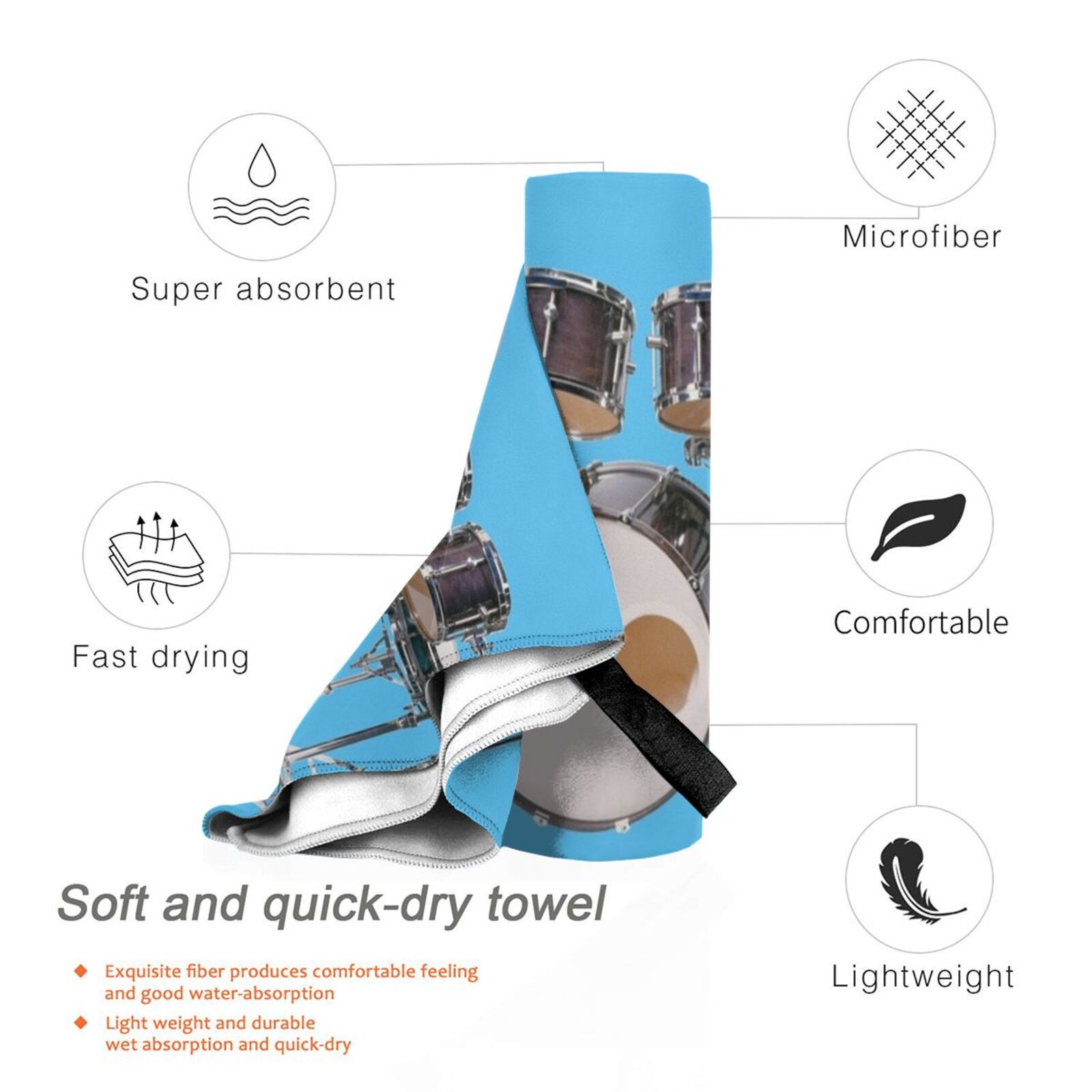 Drums Illustration Bath Towel  - Musical Instrument Images recension och pris