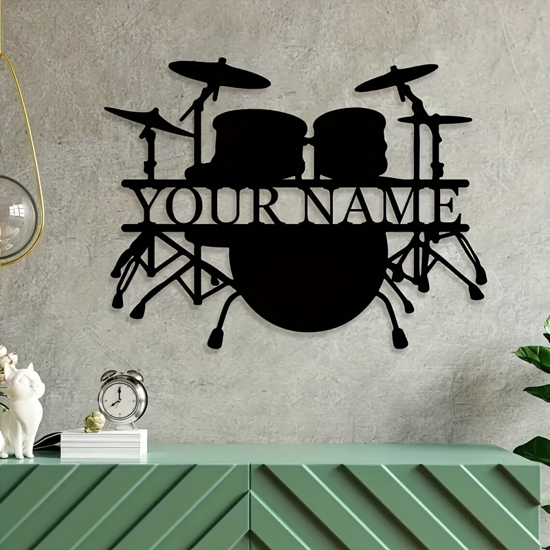 Custom Drum Set Metal Wall Art - Musical Instrument With Names recension och pris