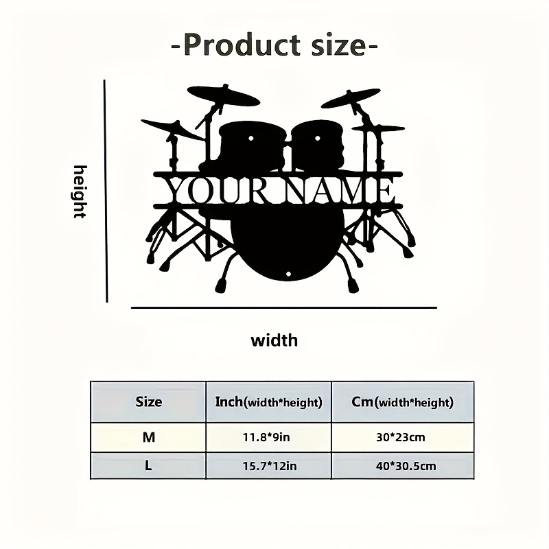 Custom Drum Set Metal Wall Art - Musical Instrument With Names recension och pris