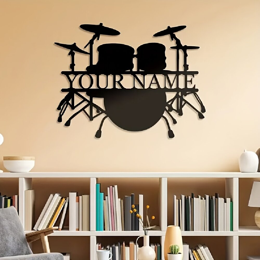 Custom Drum Set Metal Wall Art - Musical Instrument With Names recension och pris