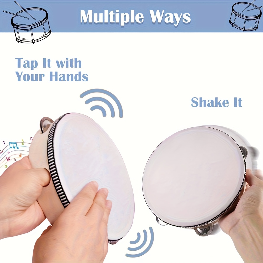 1/3pcs Wooden Tambourine 6/8/1 - Musical Instrument Chimes recension och pris