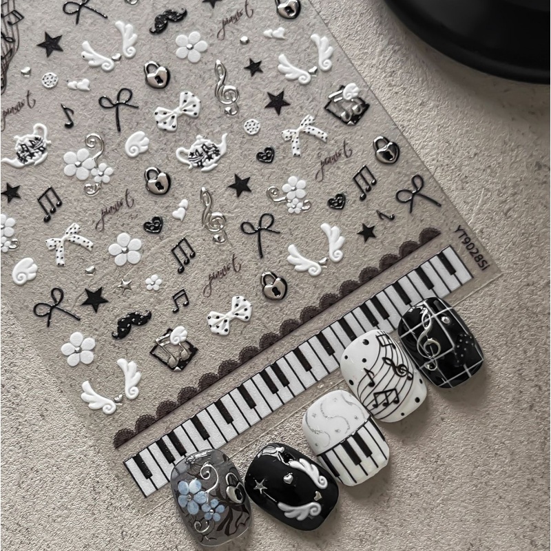 Black White Piano Note Nail St - Musical Instrument Images recension och pris