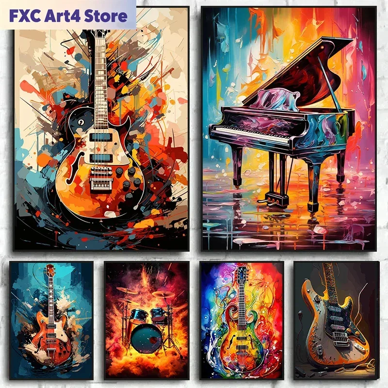 Frameless Abstract Colorful Ar - Musical Instrument Images recension och pris